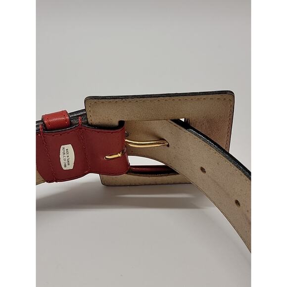 Roncelli Vintage Red Leather Feather Belt Small Boho Southwest Native Style Rare - Picture 6 of 16